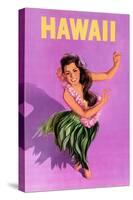 Hawaiian Hula Girl Vintage Travel Poster-Piddix-Stretched Canvas