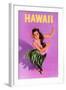 Hawaiian Hula Girl Vintage Travel Poster-Piddix-Framed Premium Giclee Print