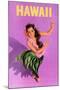 Hawaiian Hula Girl Vintage Travel Poster-Piddix-Mounted Premium Giclee Print