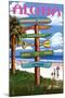 Hawaiian Islands - Destination Signpost-Lantern Press-Mounted Art Print