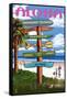 Hawaiian Islands - Destination Signpost-Lantern Press-Framed Stretched Canvas