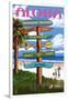 Hawaiian Islands - Destination Signpost-Lantern Press-Framed Art Print