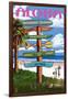 Hawaiian Islands - Destination Signpost-Lantern Press-Framed Art Print