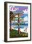 Hawaiian Islands - Destination Signpost-Lantern Press-Framed Art Print