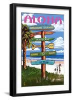 Hawaiian Islands - Destination Signpost-Lantern Press-Framed Art Print