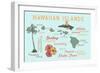 Hawaiian Islands - Typography and Icons-Lantern Press-Framed Art Print