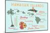 Hawaiian Islands - Typography and Icons-Lantern Press-Mounted Art Print