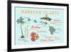 Hawaiian Islands - Typography and Icons-Lantern Press-Framed Art Print