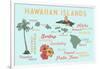 Hawaiian Islands - Typography and Icons-Lantern Press-Framed Art Print