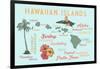 Hawaiian Islands - Typography and Icons-Lantern Press-Framed Art Print