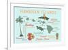 Hawaiian Islands (Version 2) - Typography and Icons-Lantern Press-Framed Art Print