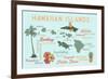 Hawaiian Islands (Version 2) - Typography and Icons-Lantern Press-Framed Art Print