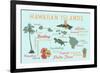 Hawaiian Islands (Version 2) - Typography and Icons-Lantern Press-Framed Art Print