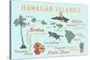 Hawaiian Islands (Version 2) - Typography and Icons-Lantern Press-Stretched Canvas