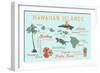 Hawaiian Islands (Version 2) - Typography and Icons-Lantern Press-Framed Art Print