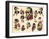 "Hawaiian Ladies" Vintage Sailor Tatooo Flash-Piddix-Framed Art Print