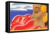 Hawaiian Lady with Hibiscus-null-Framed Stretched Canvas