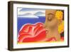 Hawaiian Lady with Hibiscus-null-Framed Art Print