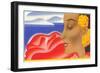 Hawaiian Lady with Hibiscus-null-Framed Art Print