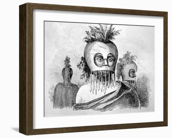 Hawaiian Man Wearing a Gourd Mask, 18th Century-John Webber-Framed Giclee Print