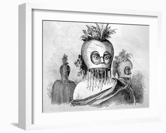 Hawaiian Man Wearing a Gourd Mask, 18th Century-John Webber-Framed Giclee Print