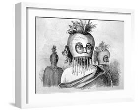 Hawaiian Man Wearing a Gourd Mask, 18th Century-John Webber-Framed Giclee Print