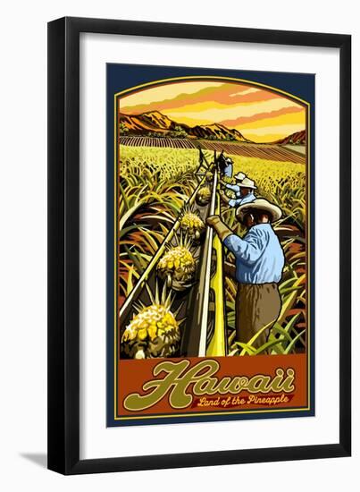 Hawaiian Pineapple Harvest-Lantern Press-Framed Art Print