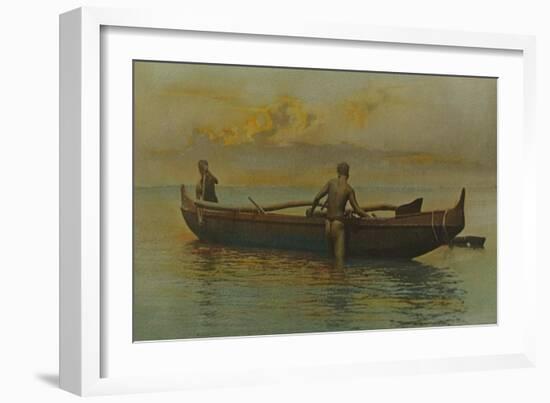 Hawaiian's Canoe, Kaneohe Bay, 1915-A. R. Gurrey Jr.-Framed Giclee Print