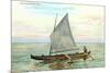 Hawaiian Sailing Canoe-null-Mounted Art Print