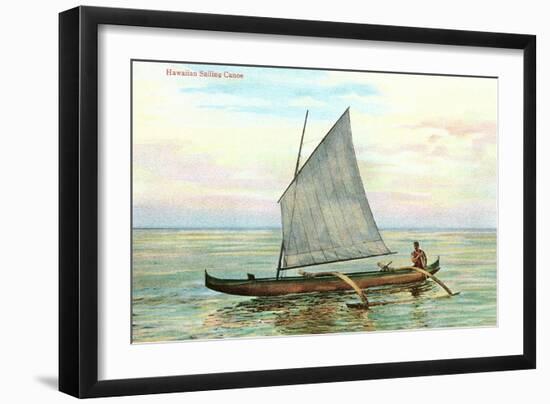 Hawaiian Sailing Canoe-null-Framed Art Print