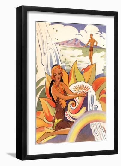 Hawaiian Scene, Graphics-null-Framed Art Print