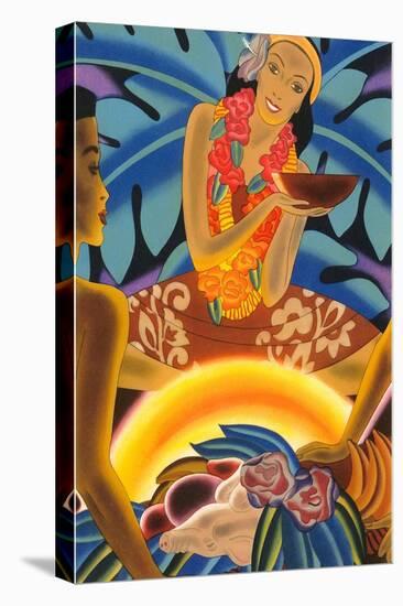 Hawaiian Woman at Luau, Graphics-null-Stretched Canvas