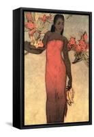 Hawaiian Woman with Fruit and Flowers-null-Framed Stretched Canvas