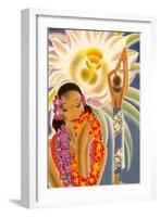 Hawaiian Woman with Passion Flower-null-Framed Art Print