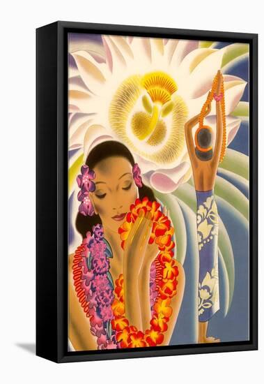 Hawaiian Woman with Passion Flower-null-Framed Stretched Canvas