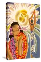 Hawaiian Woman with Passion Flower-null-Stretched Canvas