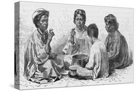 Hawaiian Women & Child Eating Poi-Kean Collection-Stretched Canvas