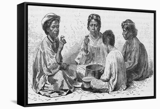 Hawaiian Women & Child Eating Poi-Kean Collection-Framed Stretched Canvas