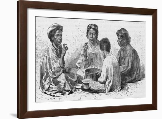 Hawaiian Women & Child Eating Poi-Kean Collection-Framed Photographic Print