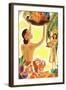 Hawaiian Women with Fruit, Graphics-null-Framed Art Print