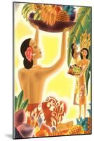 Hawaiian Women with Fruit, Graphics-null-Mounted Art Print