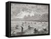 Hawaiians Surfing, Illustration from 'The World in the Hands', Engraved by Charles Barbant…-Édouard Riou-Framed Stretched Canvas