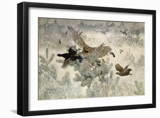 Hawk and Black Game, 1884-Bruno Andreas Liljefors-Framed Giclee Print