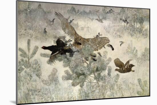 Hawk and Black Game, 1884-Bruno Andreas Liljefors-Mounted Giclee Print