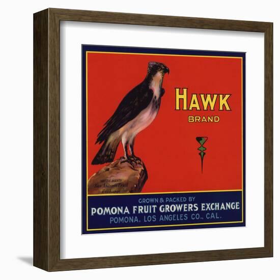 Hawk Brand - Pomona, California - Citrus Crate Label-Lantern Press-Framed Art Print