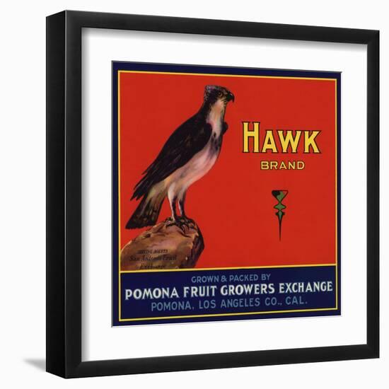 Hawk Brand - Pomona, California - Citrus Crate Label-Lantern Press-Framed Art Print