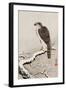 Hawk on Snow-Covered Branch-Koson Ohara-Framed Giclee Print