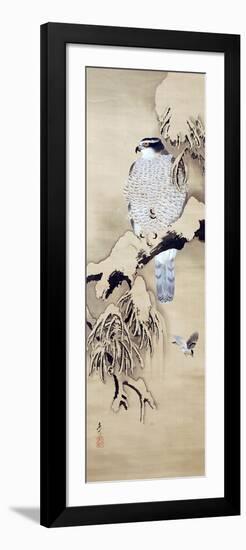 Hawk on Snowy Branch-Zeshin Shibata-Framed Giclee Print