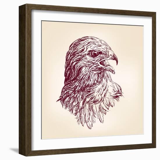 Hawk - Vector Illustration-VladisChern-Framed Art Print