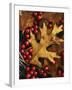 Hawthorn berries and Black Oak leaf, Spokane County, Washington, USA-Charles Gurche-Framed Photographic Print